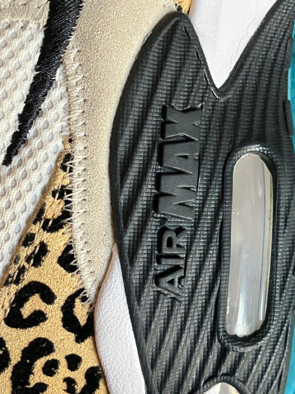 Nike White & Black Air Max Sneakers with Leopard Accent - Picture 10 of 16